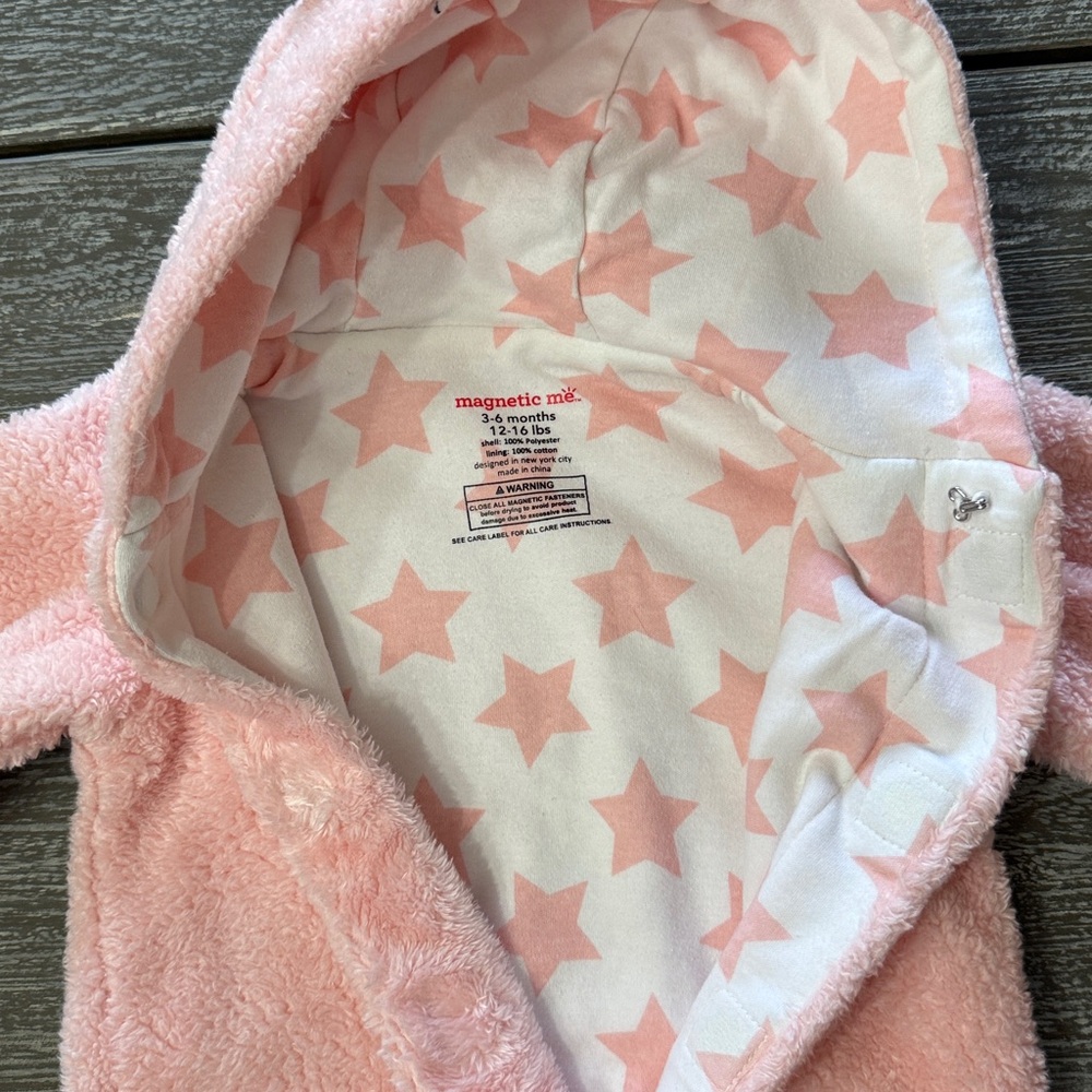 Magnetic Me Pink Fleece Baby Footie - Picture 2 of 5